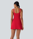 Robe de yoga active 2-en-1 Softlyzero™ Plush dos nu avec bonnets moulés push-up fermeture éclair bretelles ajustables et poches - Easy Peasy