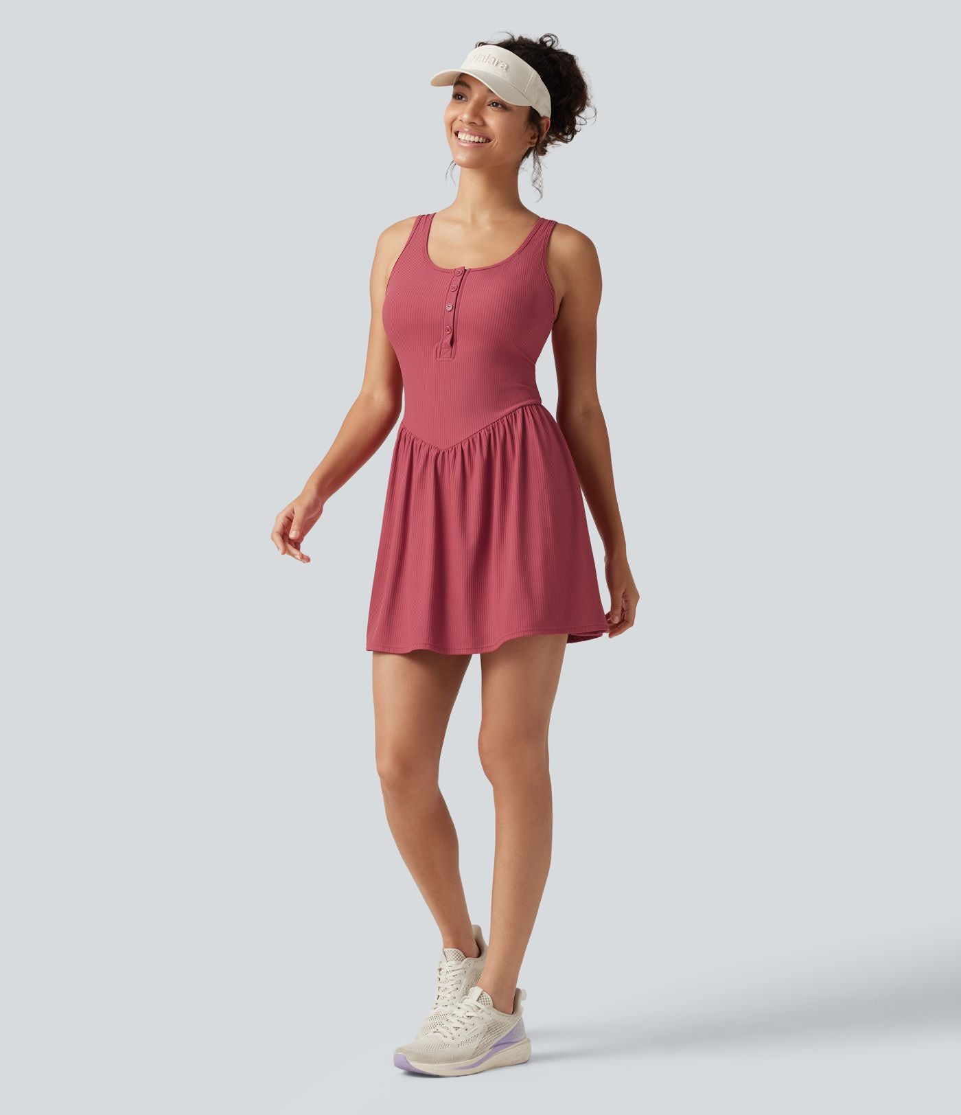 Robe mini de tennis Active Dress côtelée à col tunisien, poches et accès facile Easy Peasy