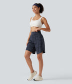 Short de running Halara UltraSculpt™ gainant taille haute imprimé camouflage avec ourlet arrondi et poche - 23 cm