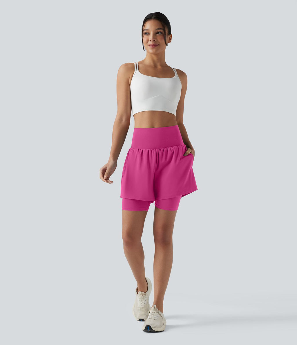 Short de yoga SoftlyZero™ Airy 2-en-1 taille ultra-haute effet frais InstantCool 17,5 cm avec poches