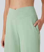 Pantacourt de yoga Cool Touch Softlyzero™ aérien à taille haute croisée, jambe large et poches