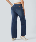 Jean droit Halara Flex™ taille mi-haute croisé gainant avec poches
