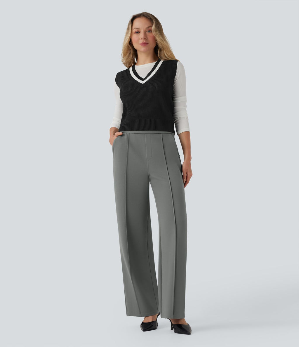 Pantalon tailleur coupe droite taille haute Halara Flex™ avec poches