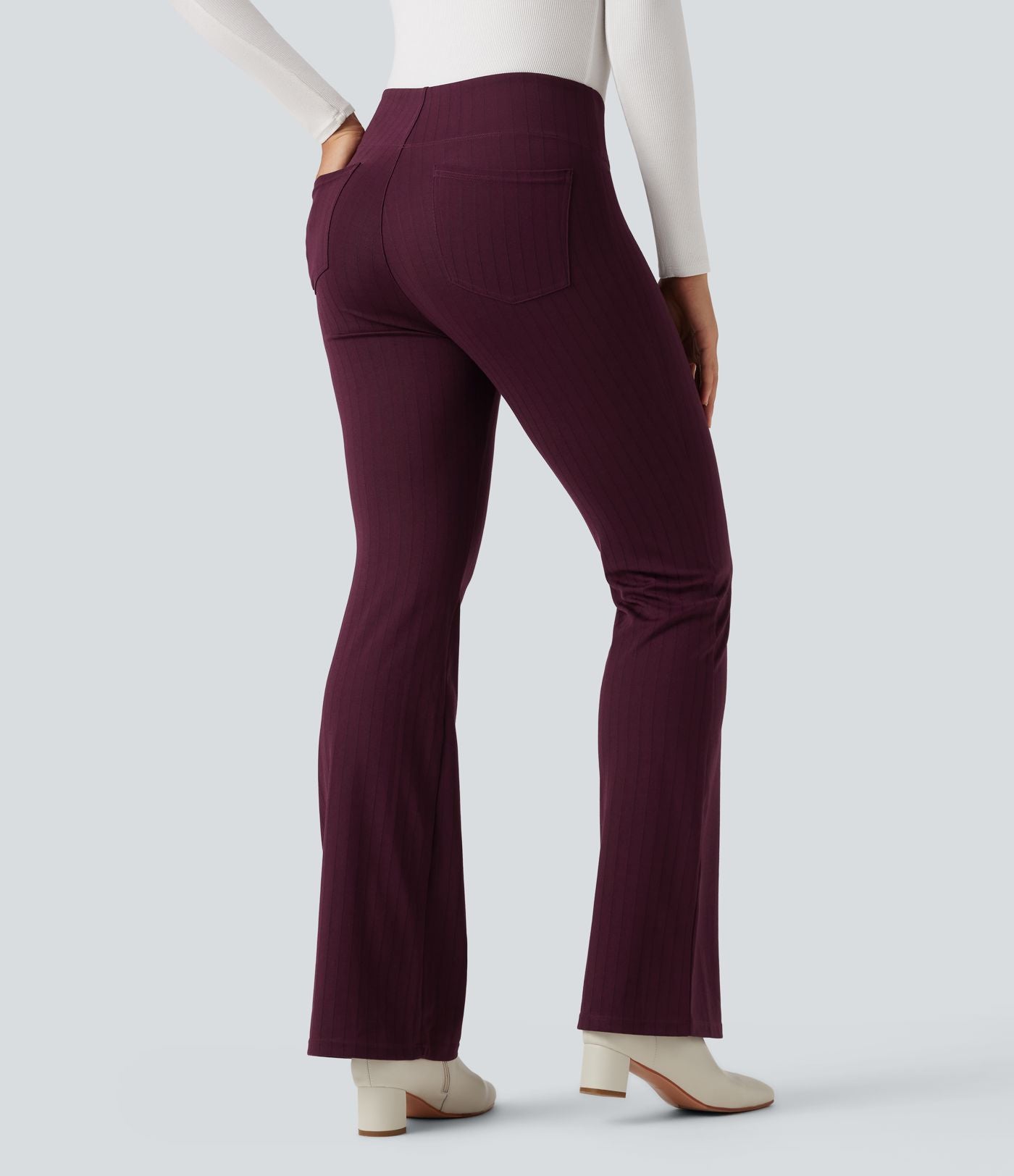 Halara Flex™ Pantalon tailleur évasé à rayures taille haute avec poches