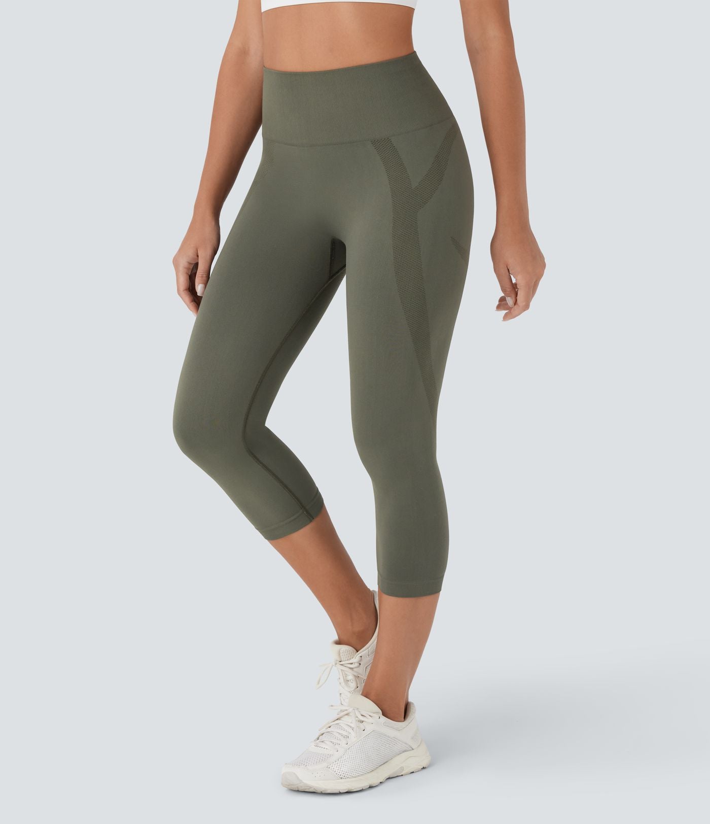 Legging capri yoga taille haute froncé sans couture OneForm Seamless Flow
