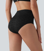 Bas de bikini gainant jacquard taille haute