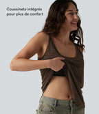 Débardeur décontracté à col en U et brassière intégrée