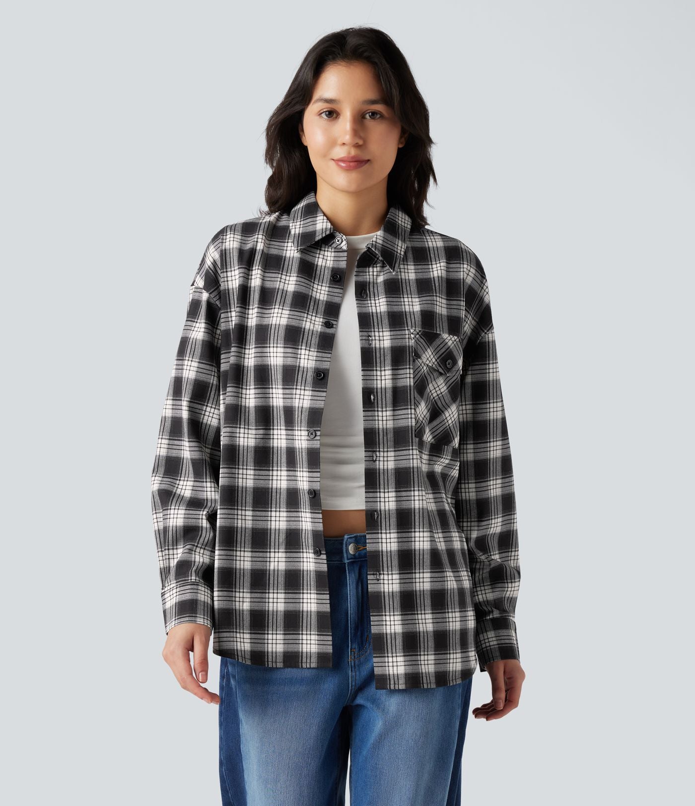 Chemise à carreaux coupe décontractée avec poche