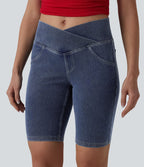 Short denim skinny décontracté Halara Flex™ croisé taille mi-haute 23 cm avec poches