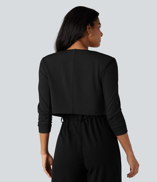 Blazer de travail court col rond manches 3/4