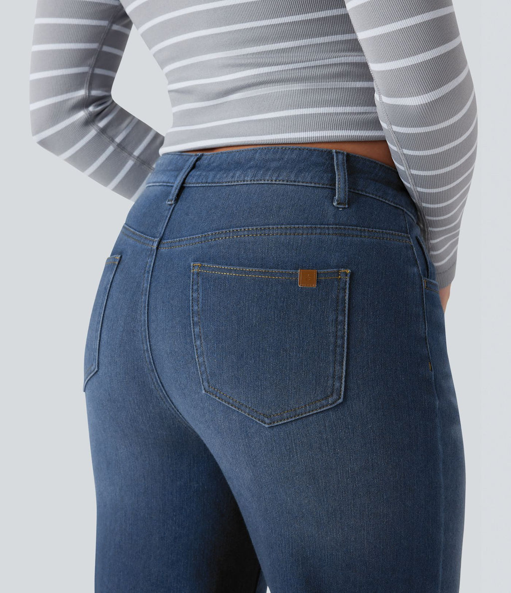 Jean droit Halara Flex™ Denim Heat casual molleton taille haute avec poches