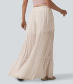 Pantalon baggy fluide taille mi-haute 2-en-1 avec poches