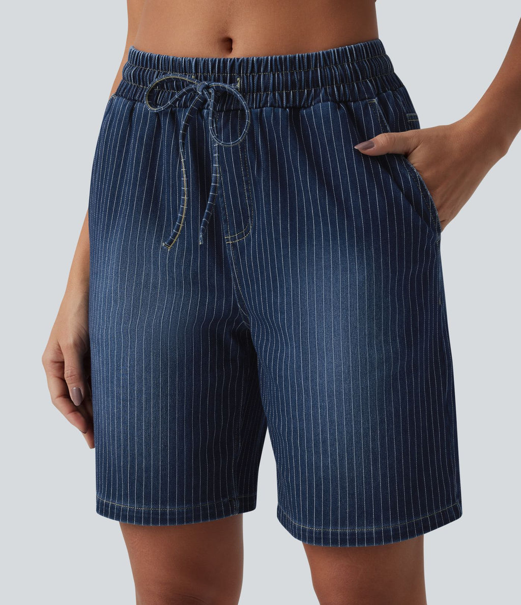 Halara Flex™ Short en denim taille mi-haute avec cordon de serrage et poches