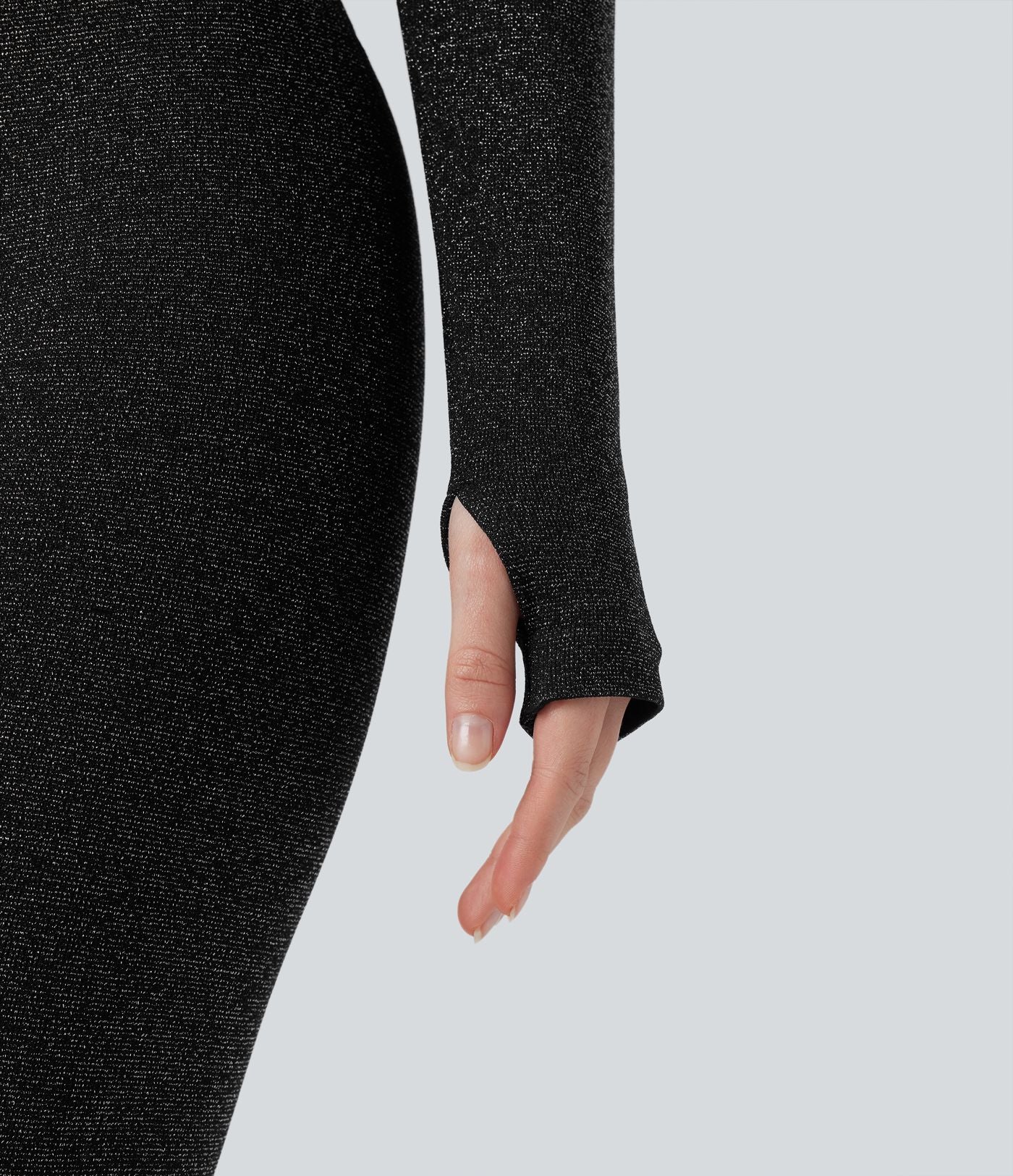 Crop top OneForm Seamless Flow, manches longues, col rond, effet sparkle avec passe-pouces