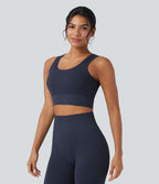 Brassière de sport yoga courte maintien léger col U en maille gaufrée sans couture OneForm Seamless Flow