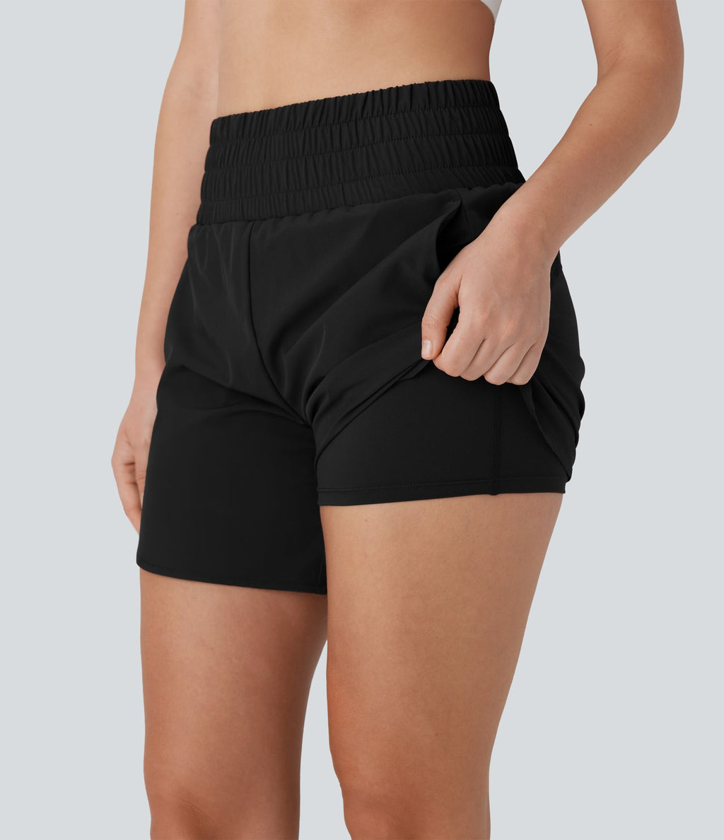 Short de course 2-en-1 Breezeful™ taille haute, poches multiples, ourlet arrondi, séchage rapide 12,5 cm - Longueur prolongée