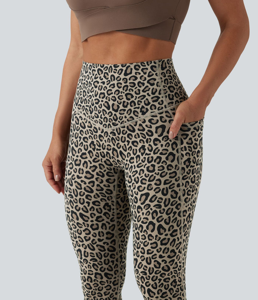 Legging de yoga gainant taille haute imprimé léopard avec poches Halara UltraSculpt™