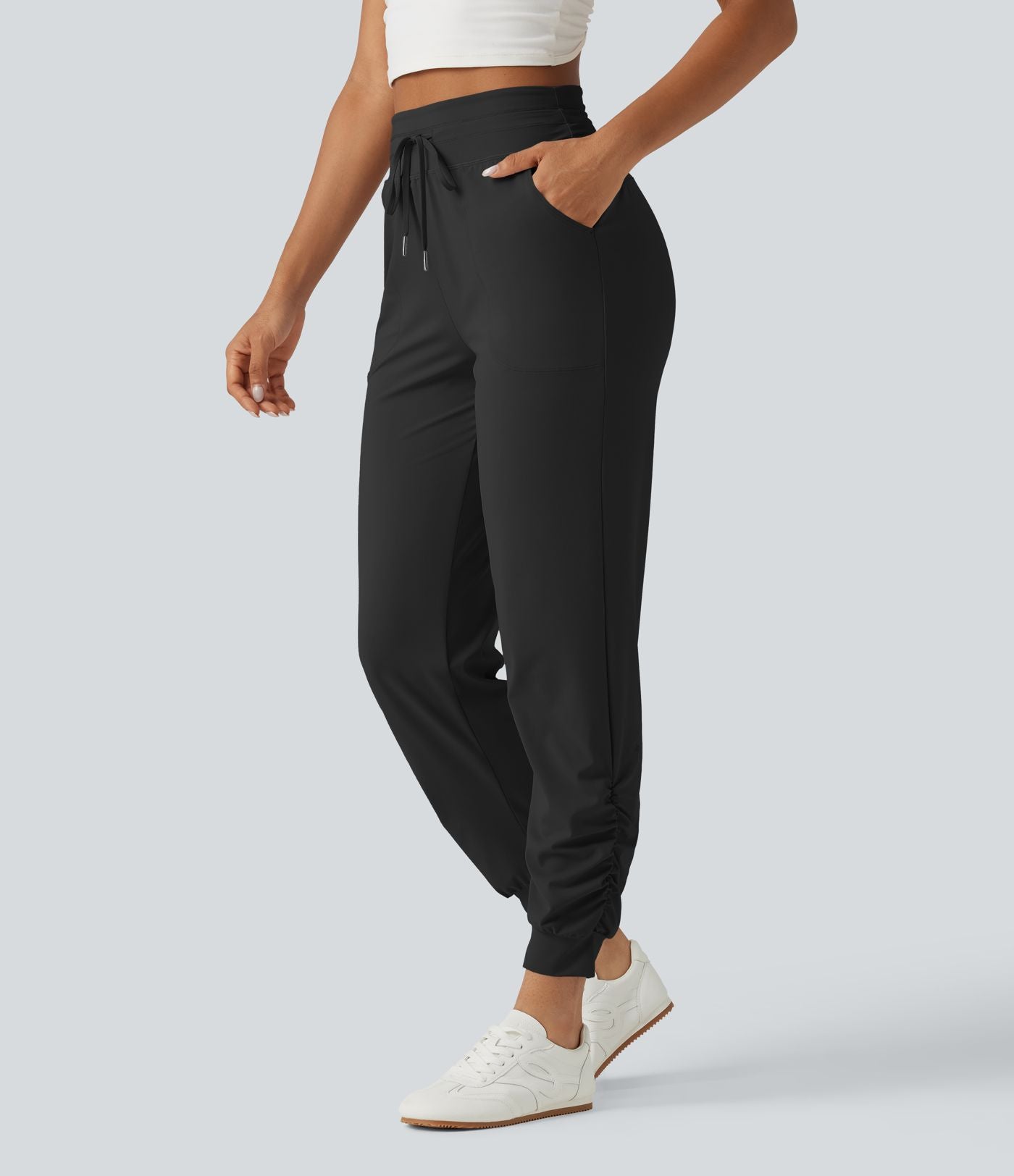 Pantalon de jogging de yoga Halara UltraSculpt™ taille haute, à cordon de serrage et fronces, avec poches