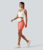 Short biker d’entraînement taille haute gainant Halara UltraSculpt™ avec poches, 18 cm
