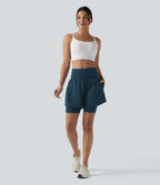 Short de yoga SoftlyZero™ Airy 2-en-1 taille ultra-haute effet frais InstantCool 17,5 cm avec poches