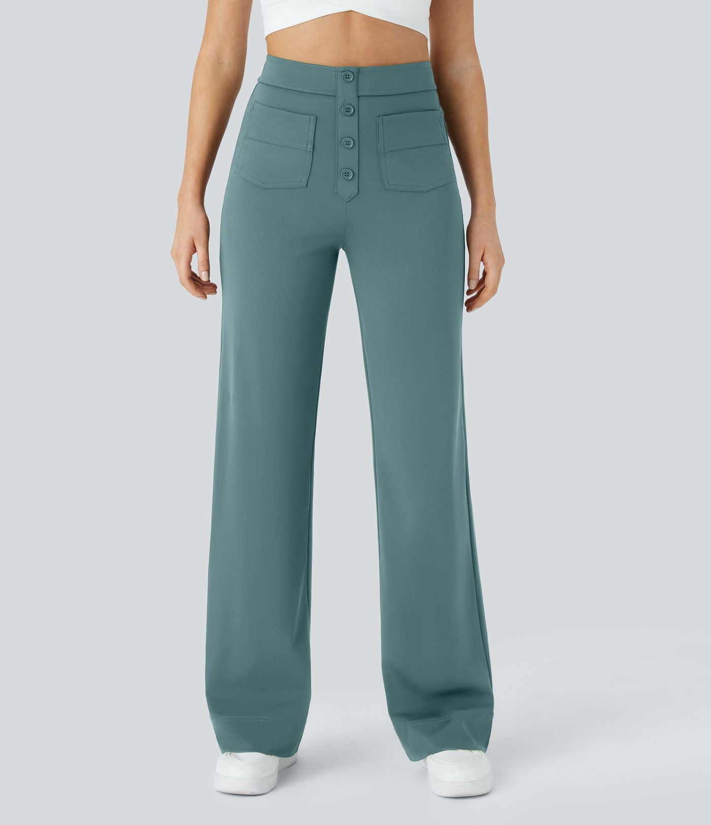 Pantalon taille haute coupe droite DayStretch avec poches