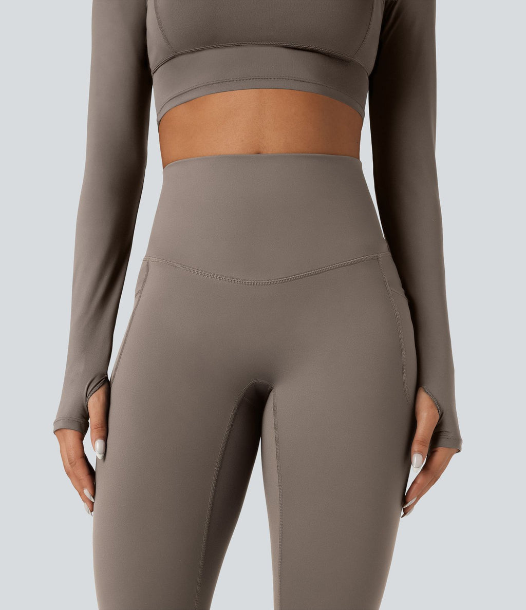 Legging running polaire thermique gainant croisé dos taille haute Halara UltraSculpt™ Heat avec poches