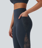 Legging d'entraînement gainant taille haute avec détails dentelle contrastée et poches Halara UltraSculpt™