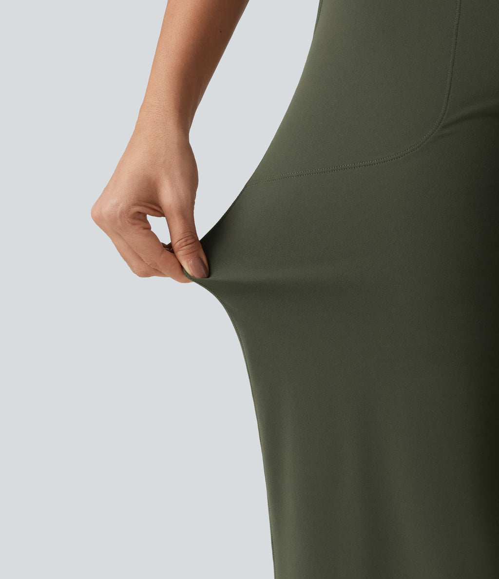 Pantalon de yoga Halara UltraSculpt™ droit taille haute gainant avec dentelle contrastée et poches