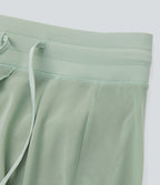 Jupe Casual Évasée Mesh Mi-Longue Fuide 2 en 1 Contrastée Taille Haute Cordon Poche Latérale