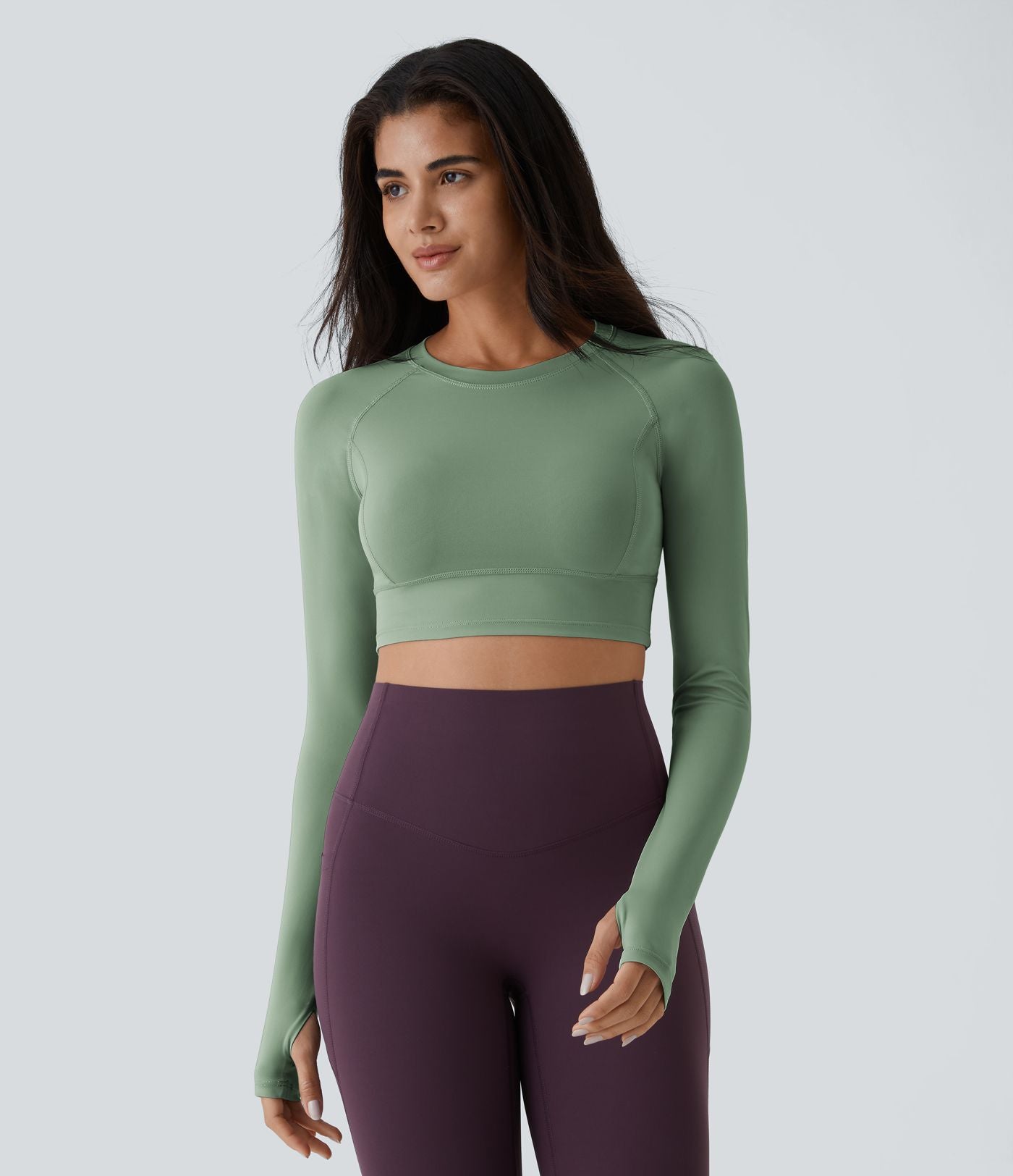 Top Sport Yoga Uni à Trou pour le Pouce Coupe Courte