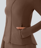 Veste d'équitation ajustée Softlyzero™ avec col montant, passe-pouces, poches, plis et fermeture éclair - Protection UPF50+