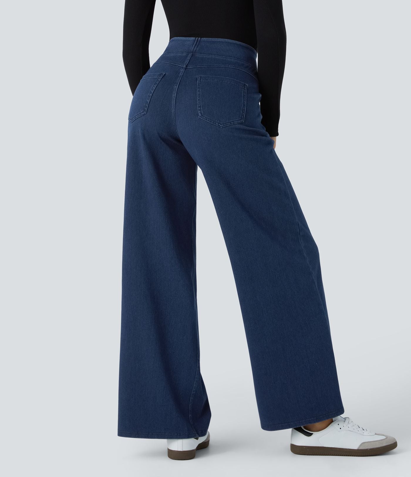 Halara Flex™ Jean Large Travail à Taille Haute Poches Multiples et Tricot Extensible