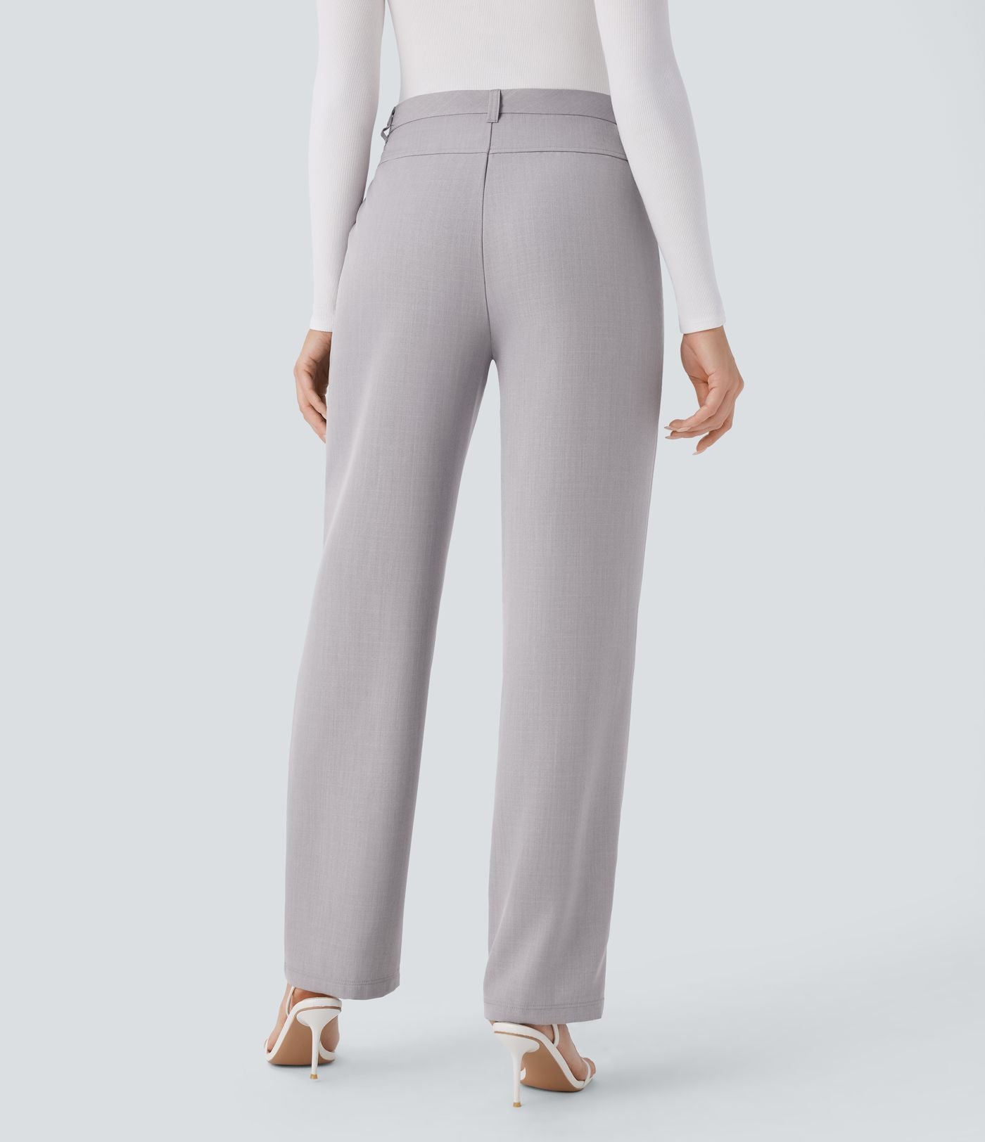 Pantalon tailleur droit à taille haute avec poches latérales