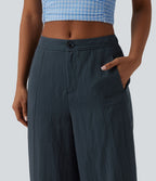Pantalon barrel casual coupe tonneau taille mi-haute avec poches
