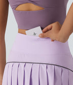 Jupe de tennis mini Breezeful™ plissée 2-en-1 taille haute, réfléchissante, séchage rapide, avec poches