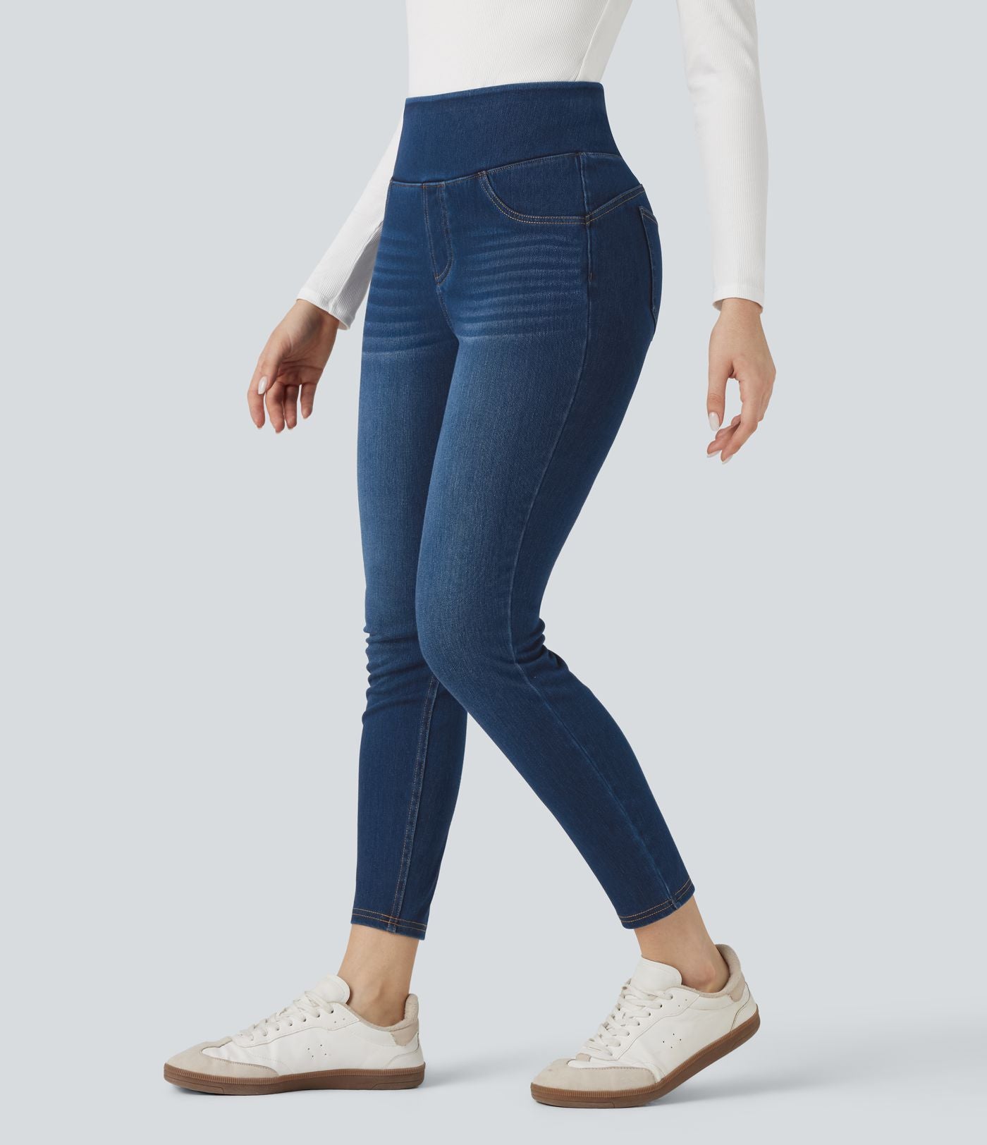 Legging denim Halara Flex™ 7/8 skinny push-up gainant taille haute avec poches