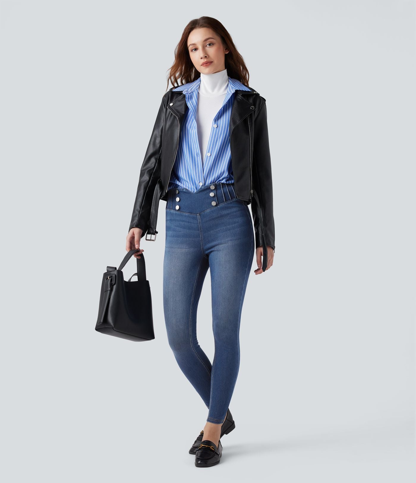 Legging 7/8 skinny en denim Halara Flex™ taille haute gainant avec poches