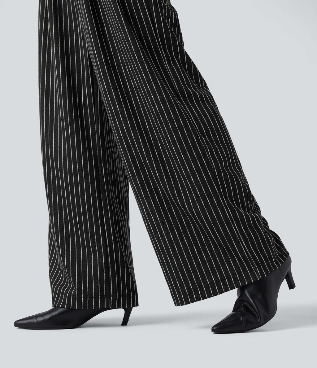 Pantalon de travail Halara Flex™ ample à rayures, taille haute, avec poches