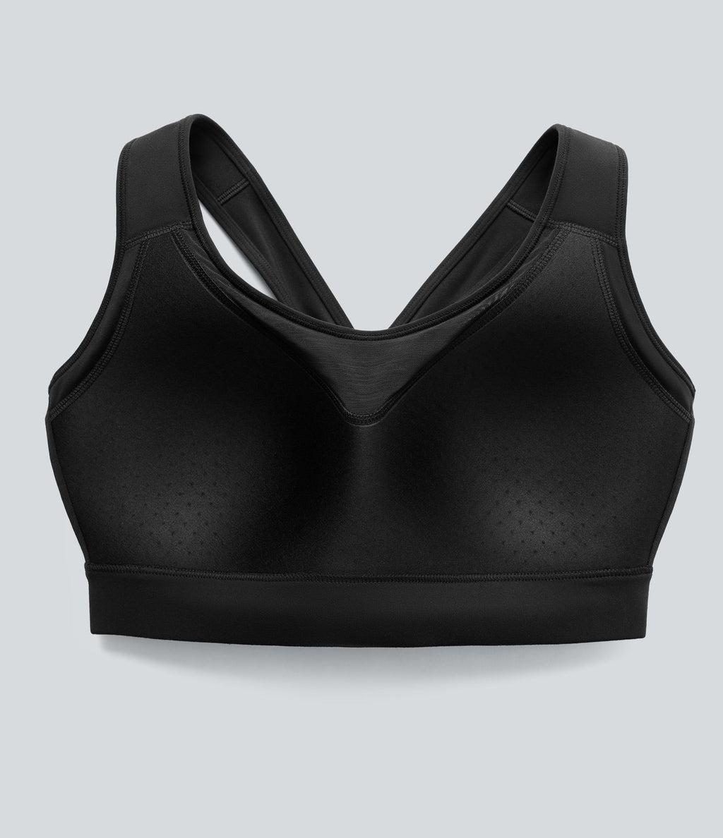 Brassière de sport d'entraînement maintien fort en mesh contrasté avec boucle ajustable et coussinets non amovibles