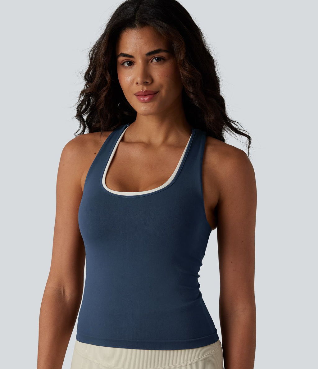 Débardeur de yoga OneForm Seamless Flow, col U, brassière intégrée, color block