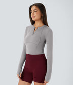 Softlyzero™ Plush Top Sport de Golf Court à Manches Longues avec Trou pour Pouce et Demi-Zip