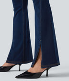 Legging denim évasé Halara Flex™ taille haute dos croisé fendu avec poches