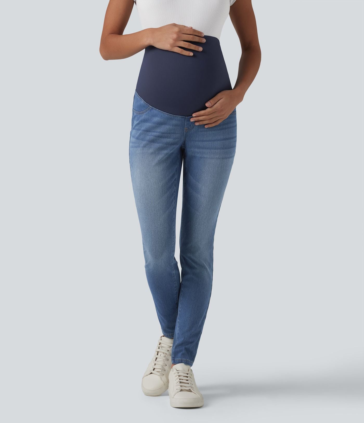 Halara Flex™ Jean skinny de maternité 7/8 taille super haute avec poches