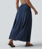 Halara Flex™ Jupe longue fluide casual taille mi-haute en lyocell drapé, bas sirène