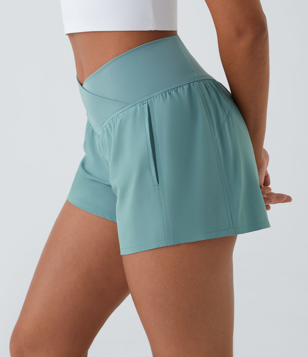 Breezeful™ Shorts 10cm Yoga Séchage Rapide 2 en 1 Taille Haute Poches Latérales Croisées