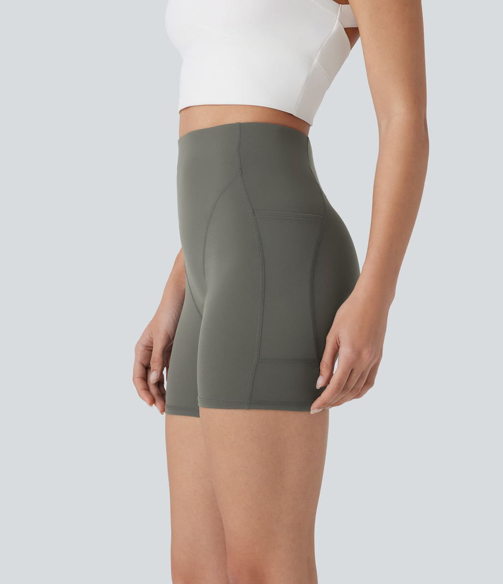 Short cycliste d'entraînement taille haute avec poches latérales 12,5 cm