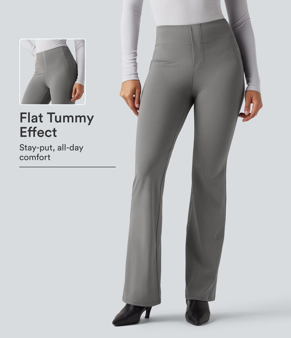 Pantalon tailleur bootcut taille haute ventre plat avec poches