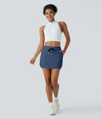 Softlyzero™ QuickDry Jupe de golf courte deux-en-un à taille haute avec poches latérales, ourlet arrondi, cordon de serrage - Poche pour tee de golf
