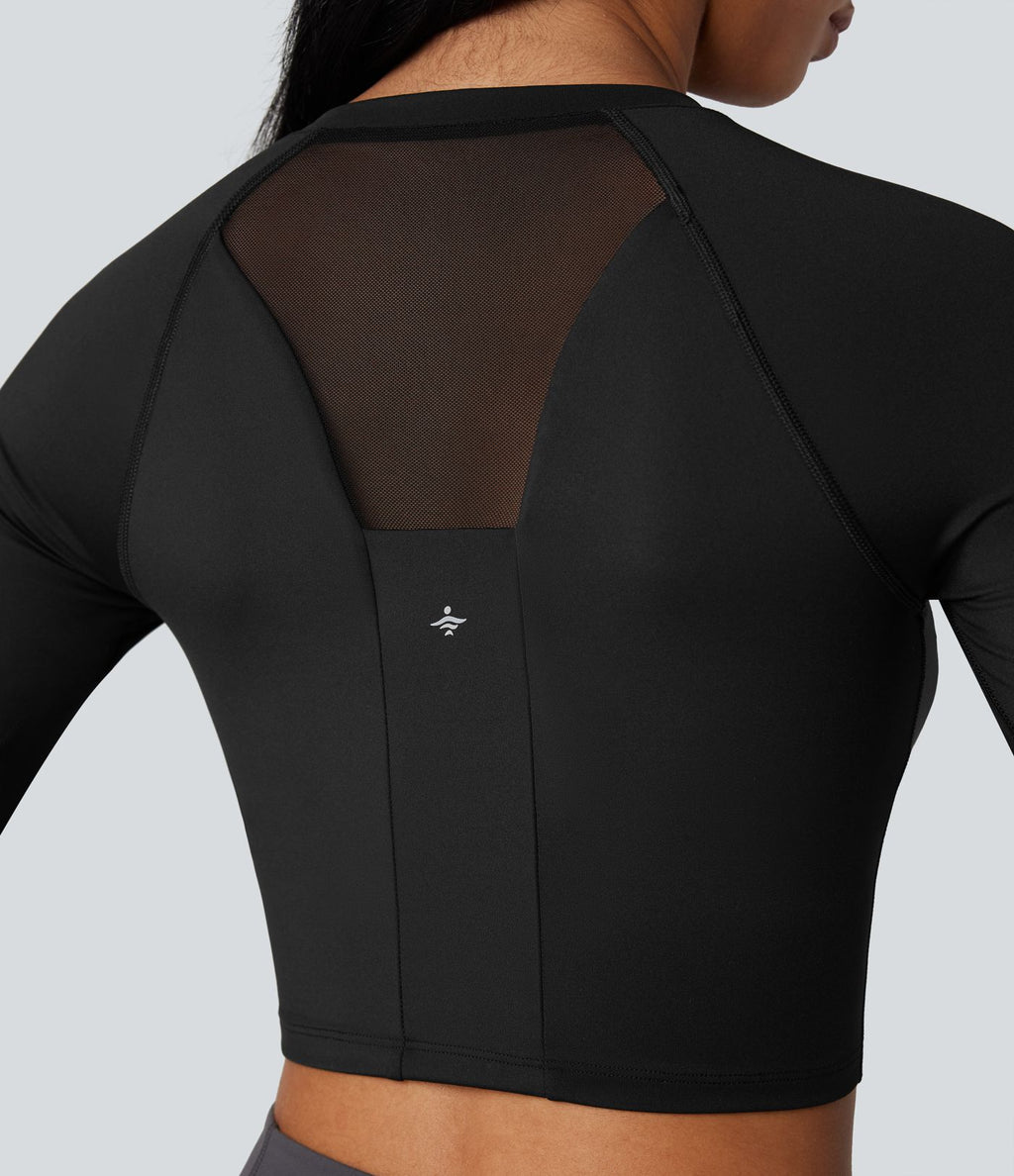 Haut de sport yoga SoftlyZero™ Airy push-up mesh contrastant effet frais InstantCool manches longues avec passe-pouces, protection solaire UPF50+
