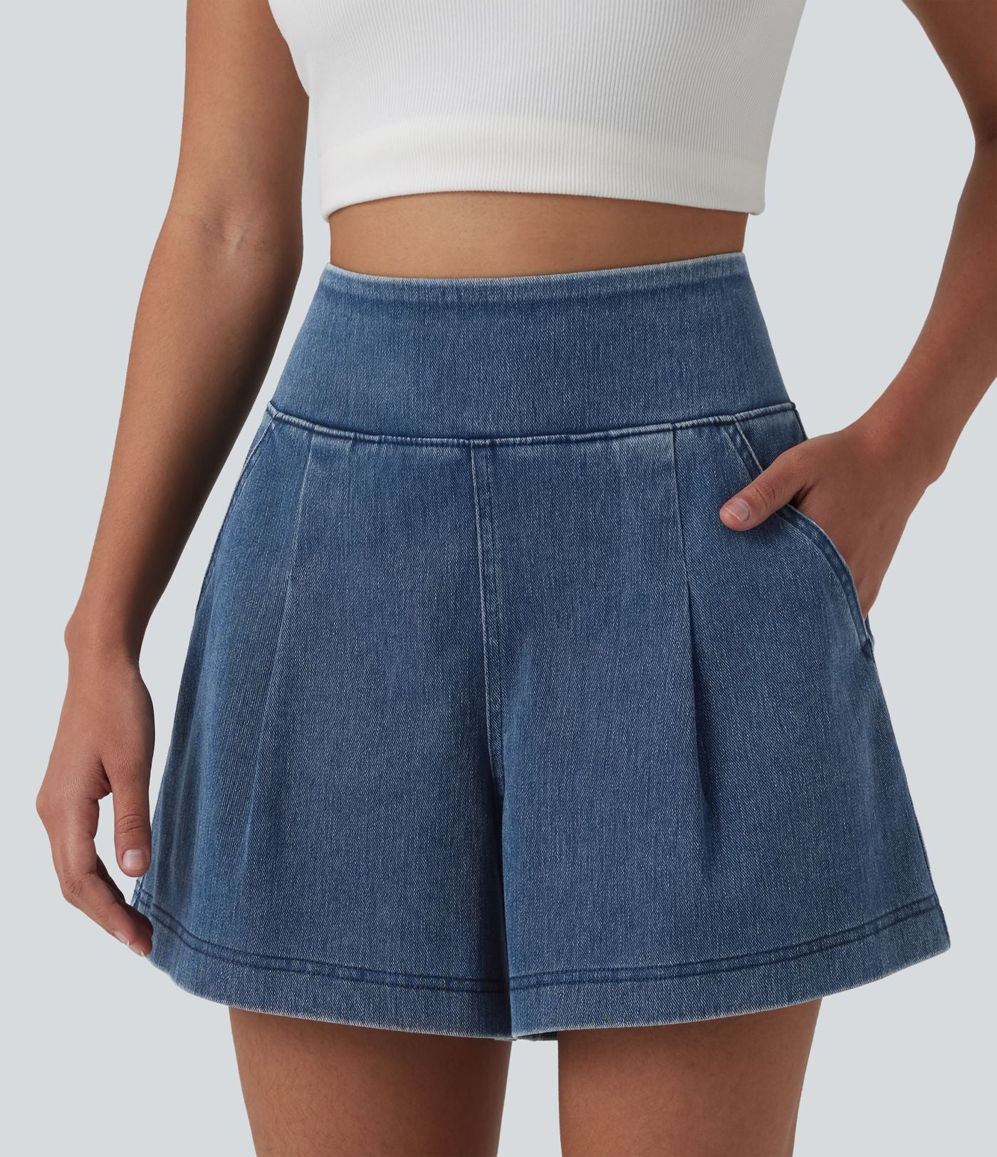 Short en jean ample Halara Flex™ taille haute décontracté avec poches